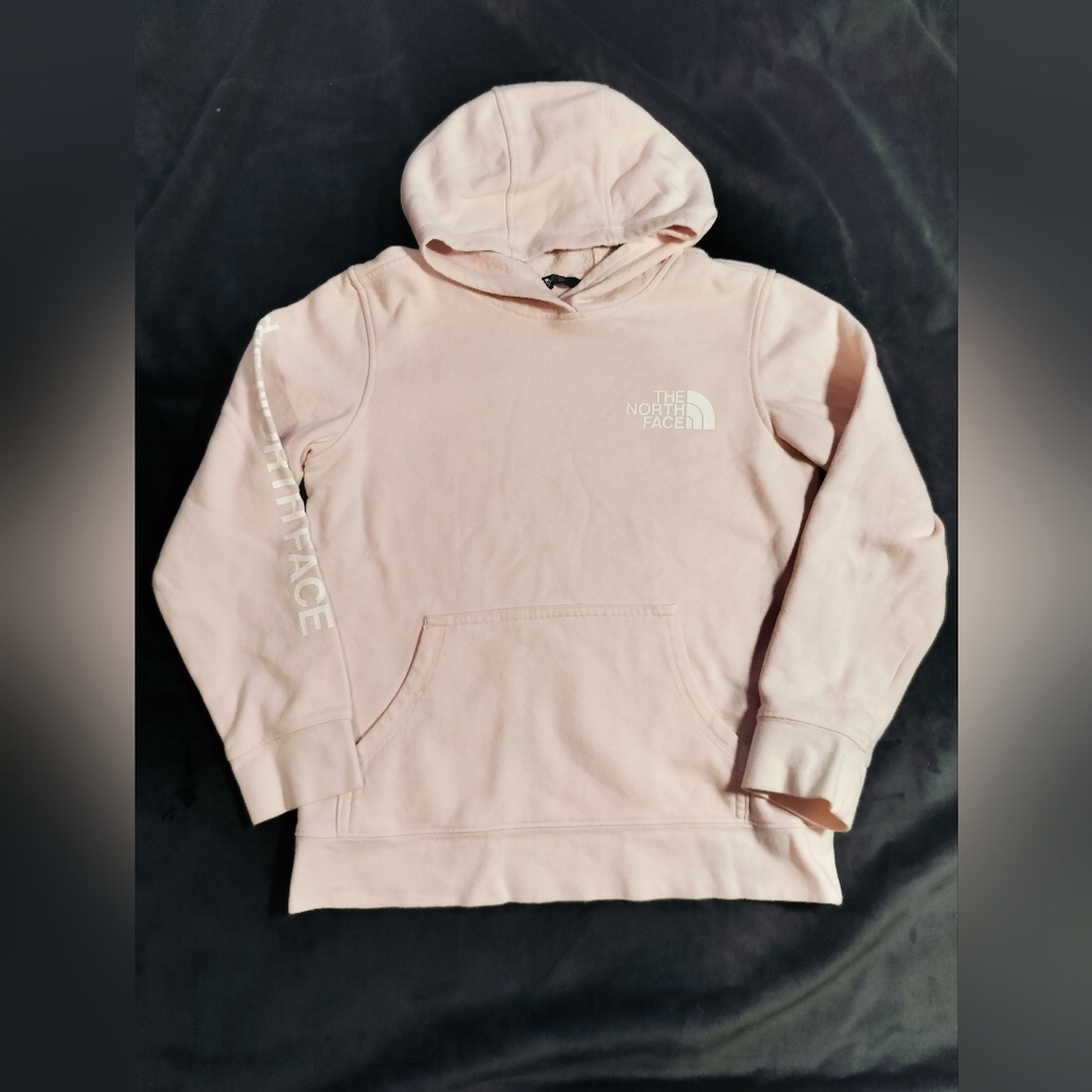 The North Face Light Pink Hoodie With White Logo - Youth Medium